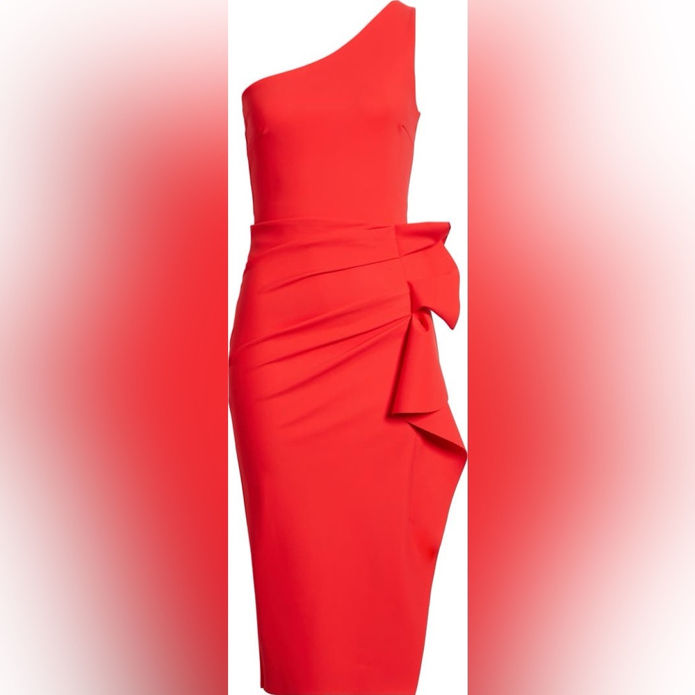 Chiara Boni La Petite Robe Nihal Side Ruffle One-Shoulder Cocktail Dress.
#229